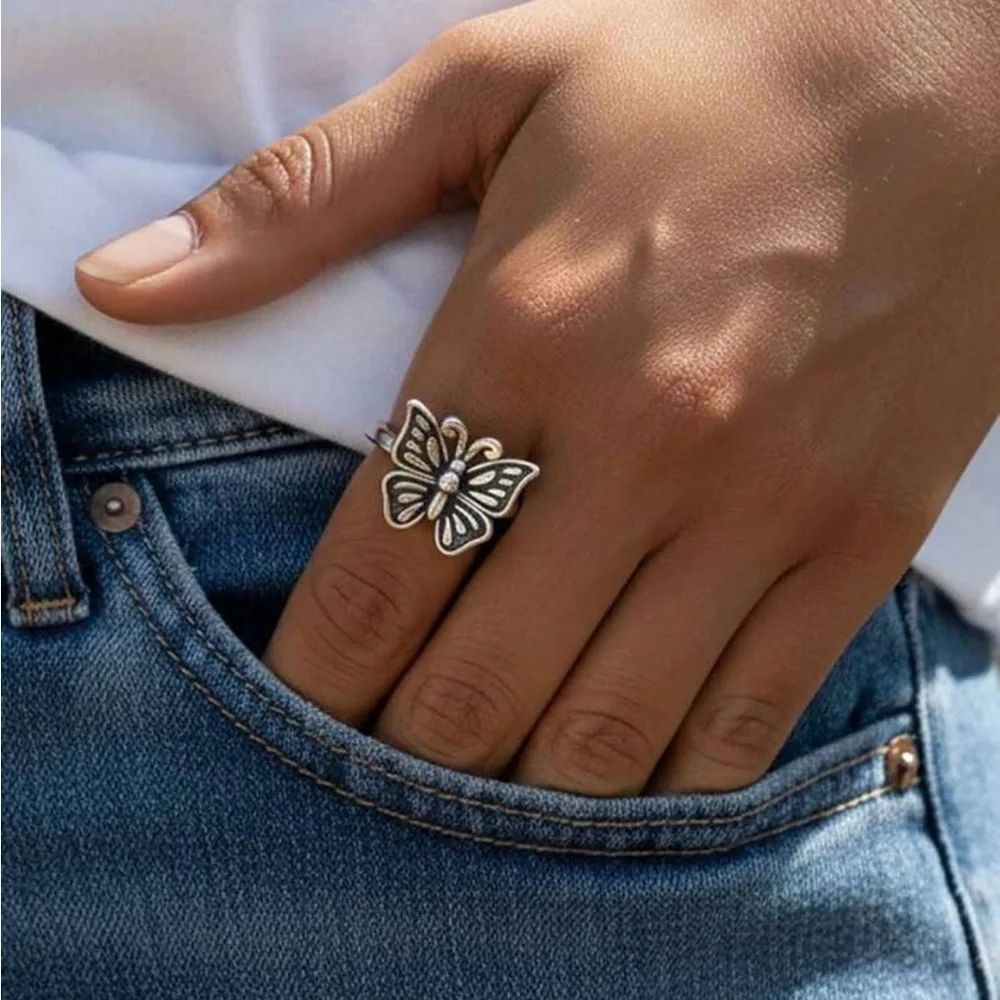 New Elegant Sterling Silver Butterfly Ring Size #9